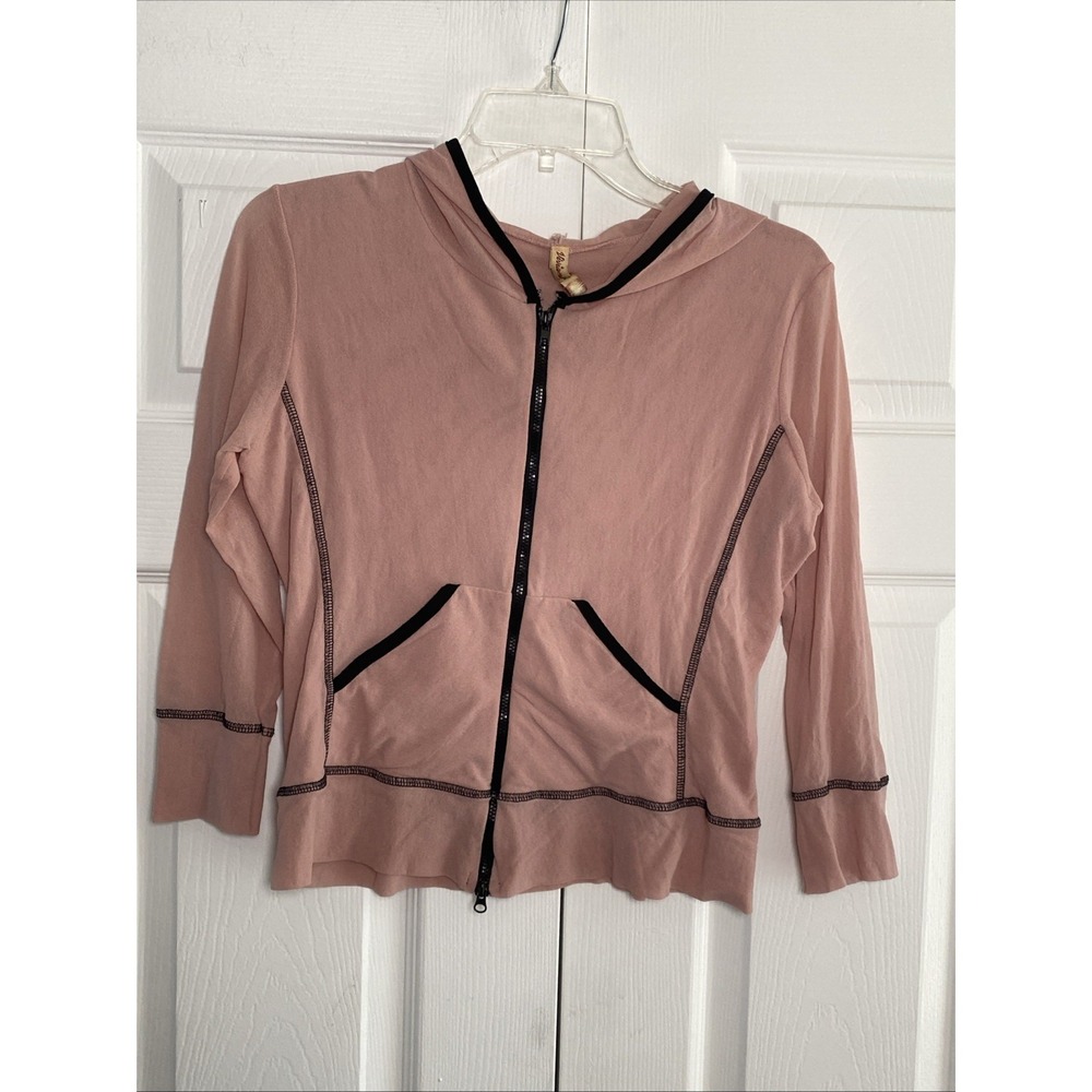 Petit Pois Viviana G Womens Medium Pink Full ZIp Jacket Hooded‎ Y2k Mesh